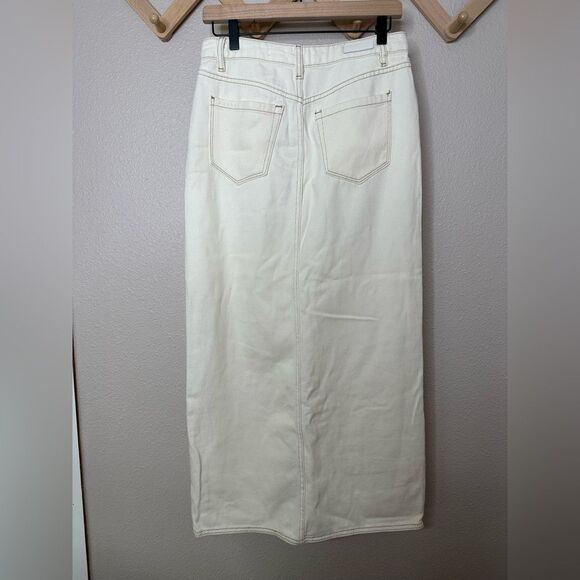 Blank NYC Denim Maxi Slit Skirt Sz 26 Ecru Off White - Picture 6 of 8